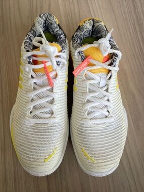 Lucky in Love White and Yellow Women's Athletic Sneakers